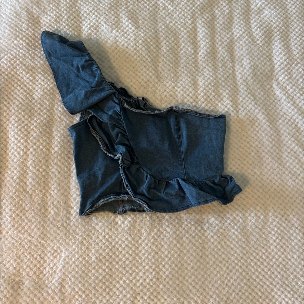 SHEIN Blue Ruffle Tank Top